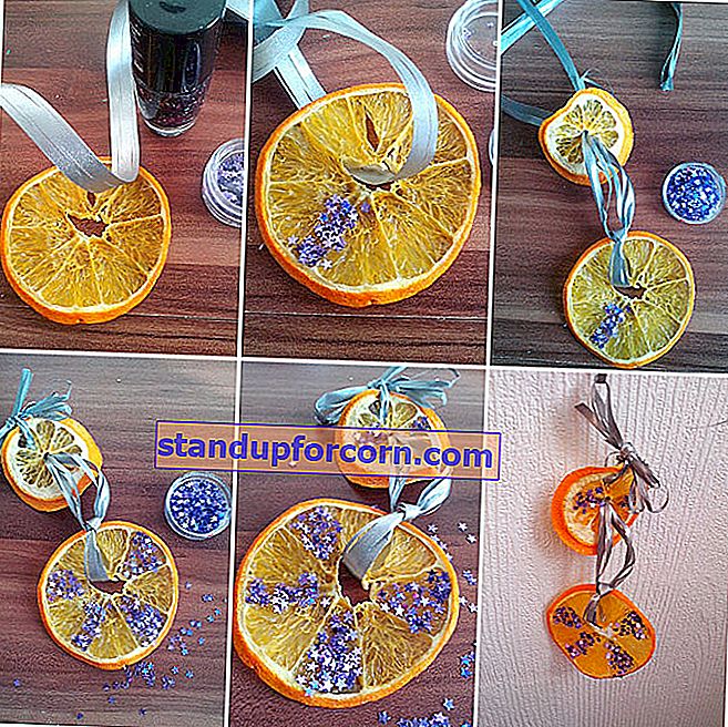 Violetinė džiovintos apelsino dekoracija eglutei