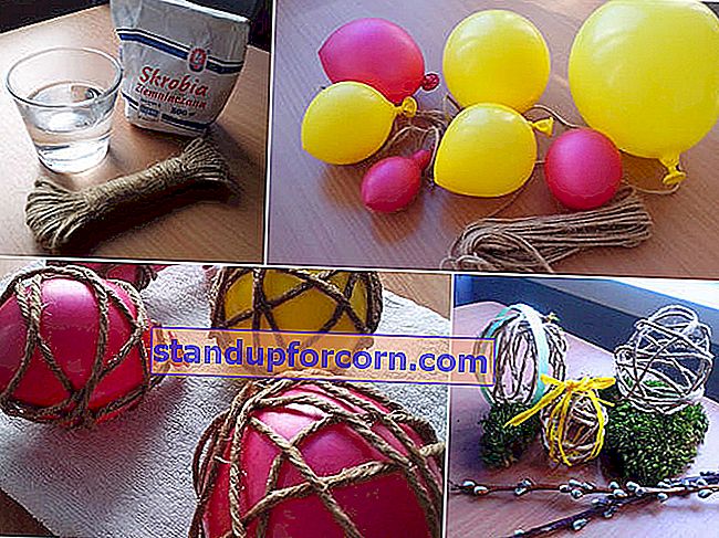 Håndlavet påskepynt - æg lavet af jutestreng