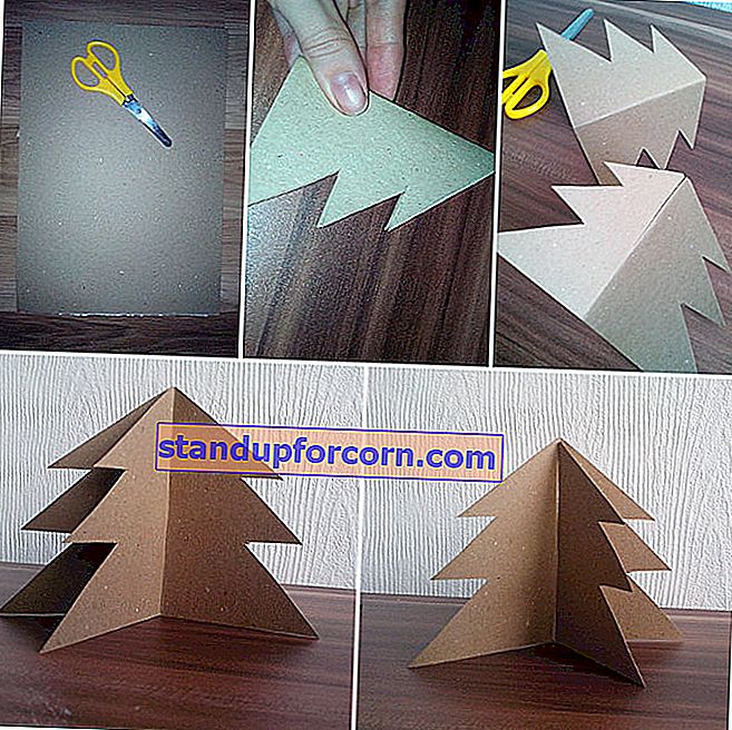 jednoduché vianočné papierové ozdoby - kartónový vianočný stromček