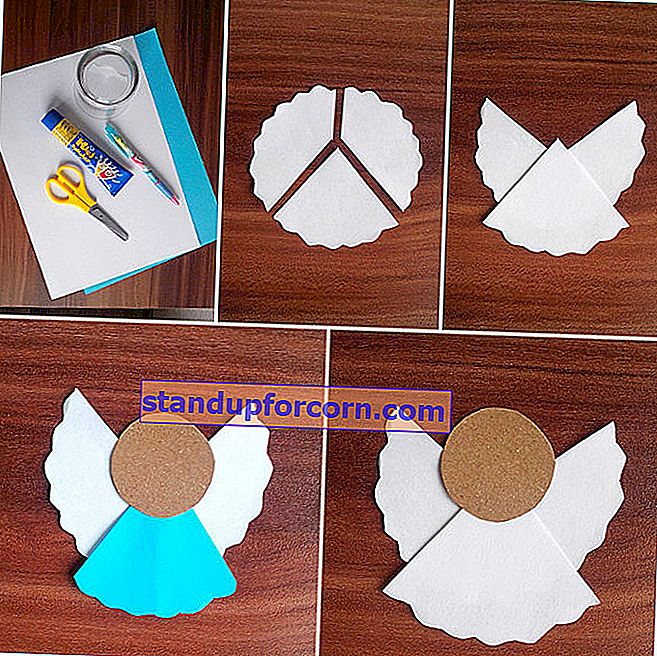 Paprastos eglutės dekoracijos - popierinis angelas